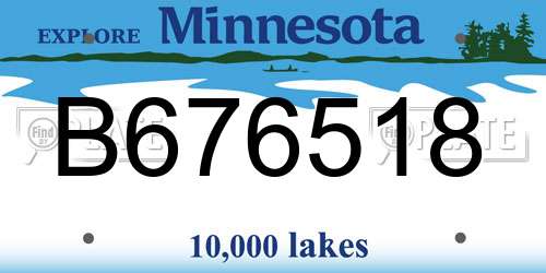 B676518 Minnesota License Plate