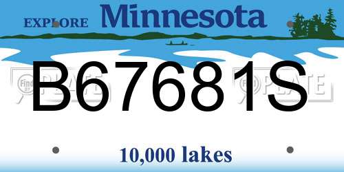 B67681S Minnesota License Plate