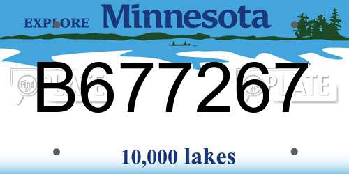 B677267 Minnesota License Plate