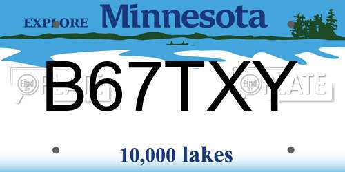 B67TXY Minnesota License Plate