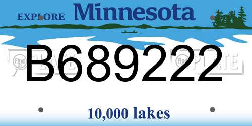 B689222 Minnesota License Plate