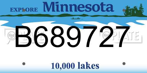 B689727 Minnesota License Plate