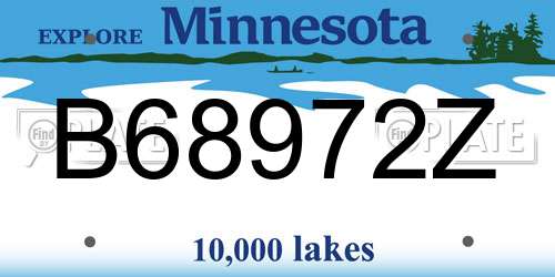 B68972Z Minnesota License Plate