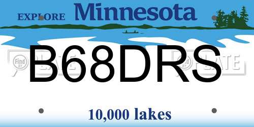 B68DRS Minnesota License Plate
