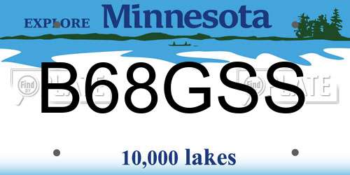 B68GSS Minnesota License Plate