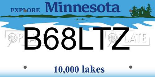 B68LTZ Minnesota License Plate