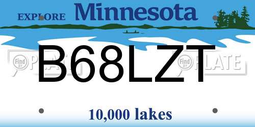 B68LZT Minnesota License Plate
