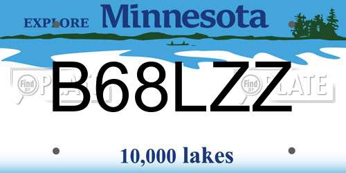 B68LZZ Minnesota License Plate