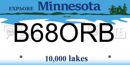 B68ORB Minnesota License Plate
