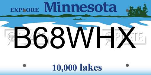 B68WHX Minnesota License Plate
