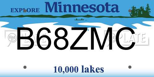 B68ZMC Minnesota License Plate