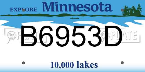 B6953D Minnesota License Plate
