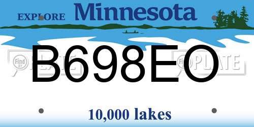 B698EO Minnesota License Plate