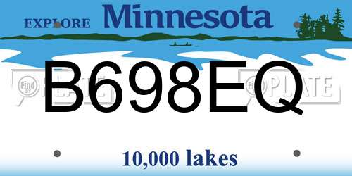 B698EQ Minnesota License Plate