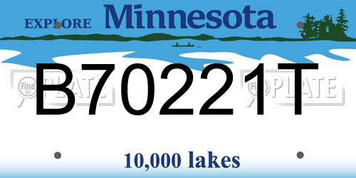 B70221T Minnesota License Plate