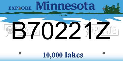 B70221Z Minnesota License Plate