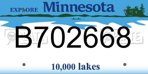 B702668 Minnesota License Plate