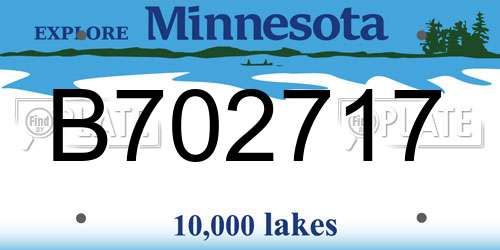 B702717 Minnesota License Plate