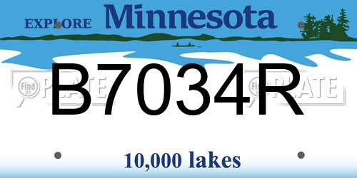 B7034R Minnesota License Plate