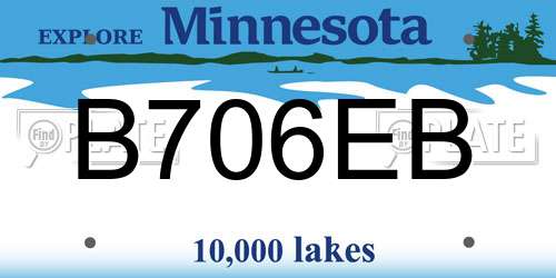 B706EB Minnesota License Plate