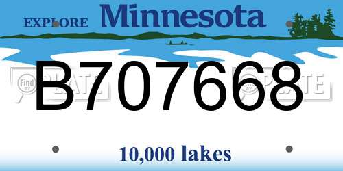 B707668 Minnesota License Plate