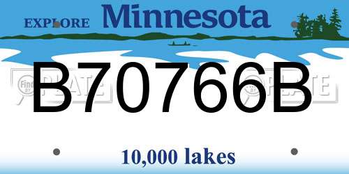 B70766B Minnesota License Plate