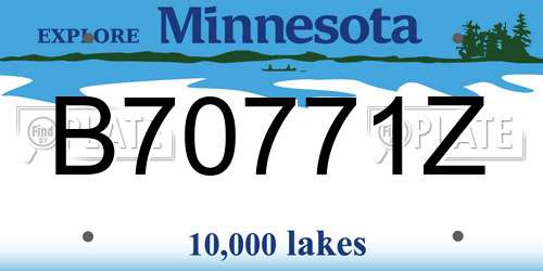 B70771Z Minnesota License Plate