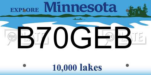 B70GEB Minnesota License Plate