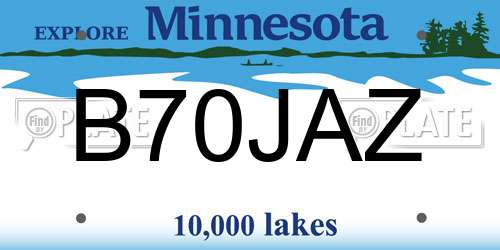 B70JAZ Minnesota License Plate