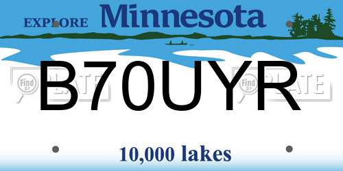 B70UYR Minnesota License Plate