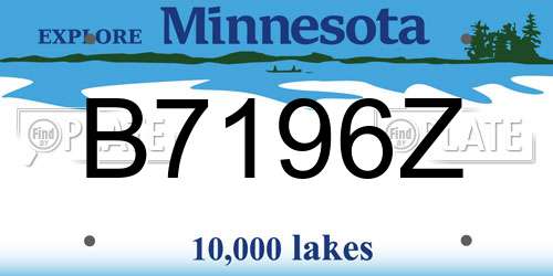 B7196Z Minnesota License Plate