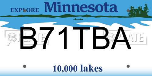 B71TBA Minnesota License Plate