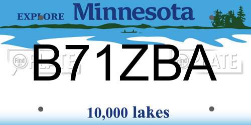B71ZBA Minnesota License Plate
