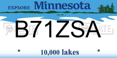 B71ZSA Minnesota License Plate