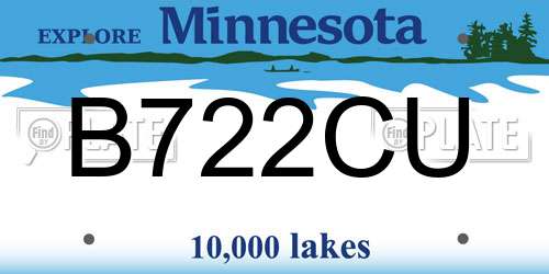 B722CU Minnesota License Plate