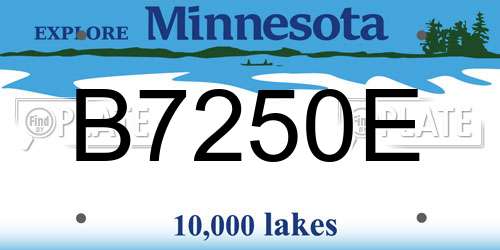 B7250E Minnesota License Plate