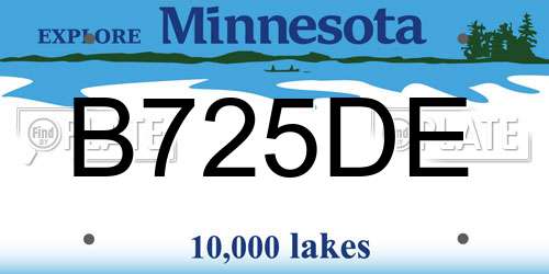 B725DE Minnesota License Plate