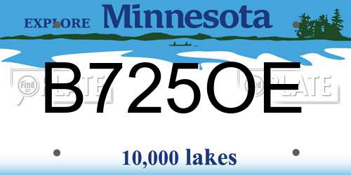 B725OE Minnesota License Plate
