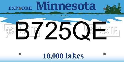 B725QE Minnesota License Plate