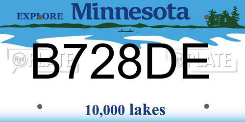 B728DE Minnesota License Plate