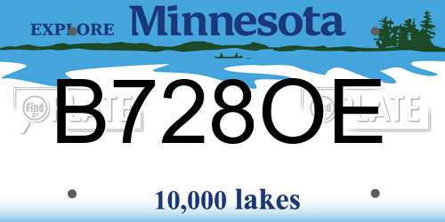 B728OE Minnesota License Plate