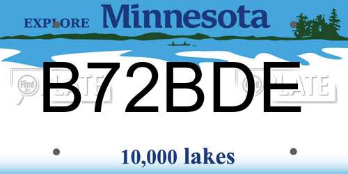 B72BDE Minnesota License Plate