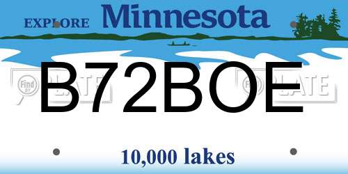 B72BOE Minnesota License Plate