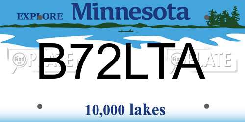 B72LTA Minnesota License Plate