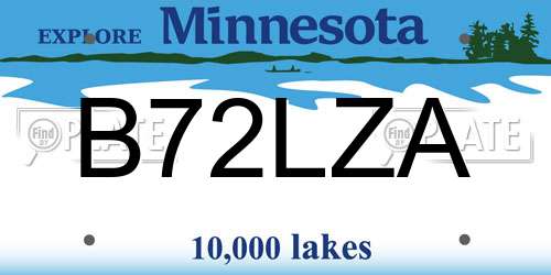 B72LZA Minnesota License Plate