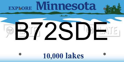 B72SDE Minnesota License Plate