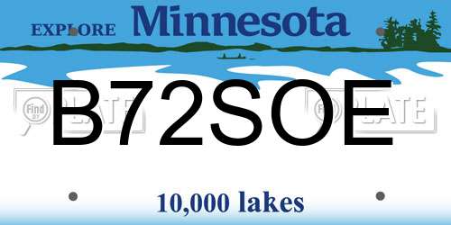 B72SOE Minnesota License Plate