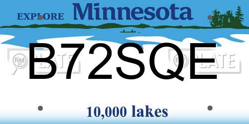 B72SQE Minnesota License Plate