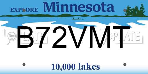 B72VMT Minnesota License Plate