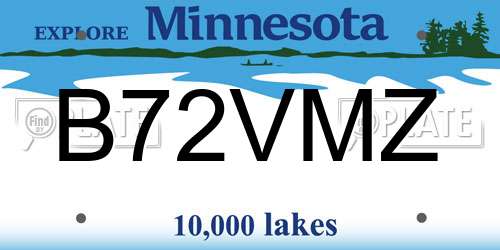B72VMZ Minnesota License Plate
